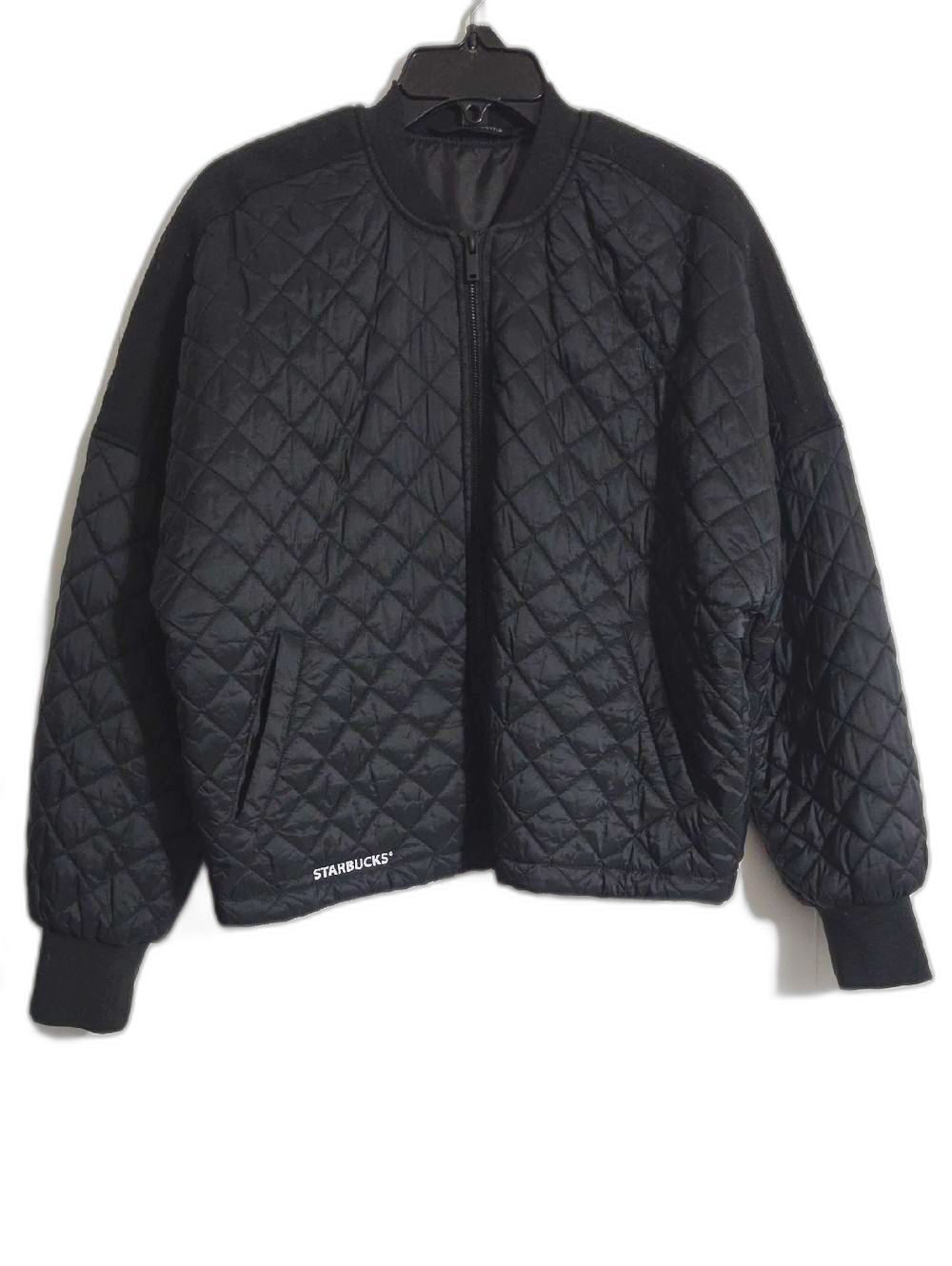Unisex Starbucks Black Quilted Jacket with Ribbed Cuffs